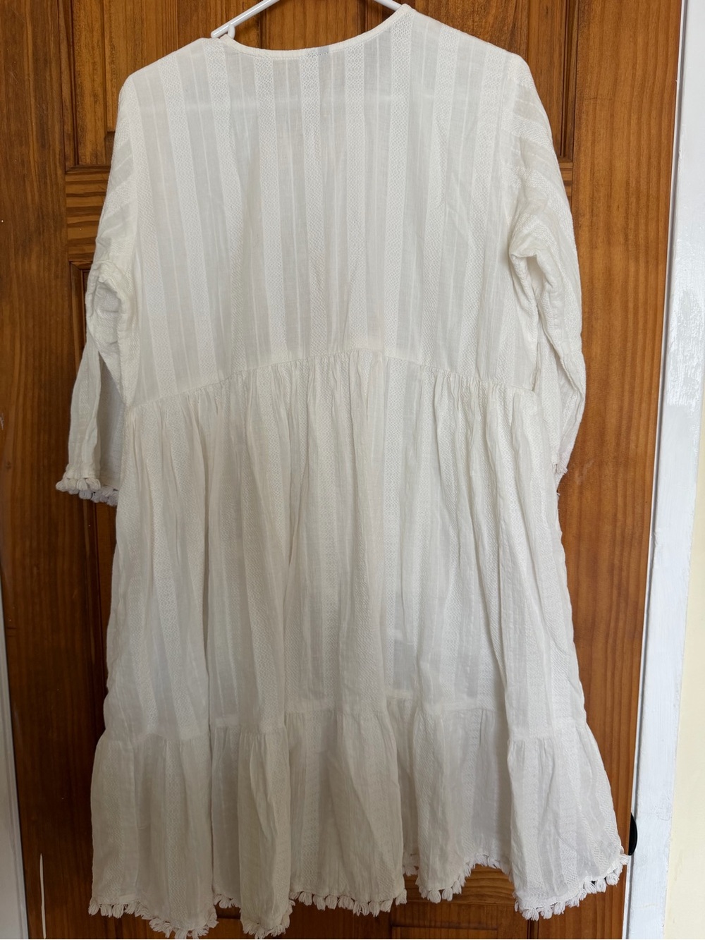 Unbranded White women’s Floral-Embroidered Dress with Tassel - Picture 4 of 14